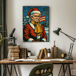 Santa Claus In Patriotic Winter Poster