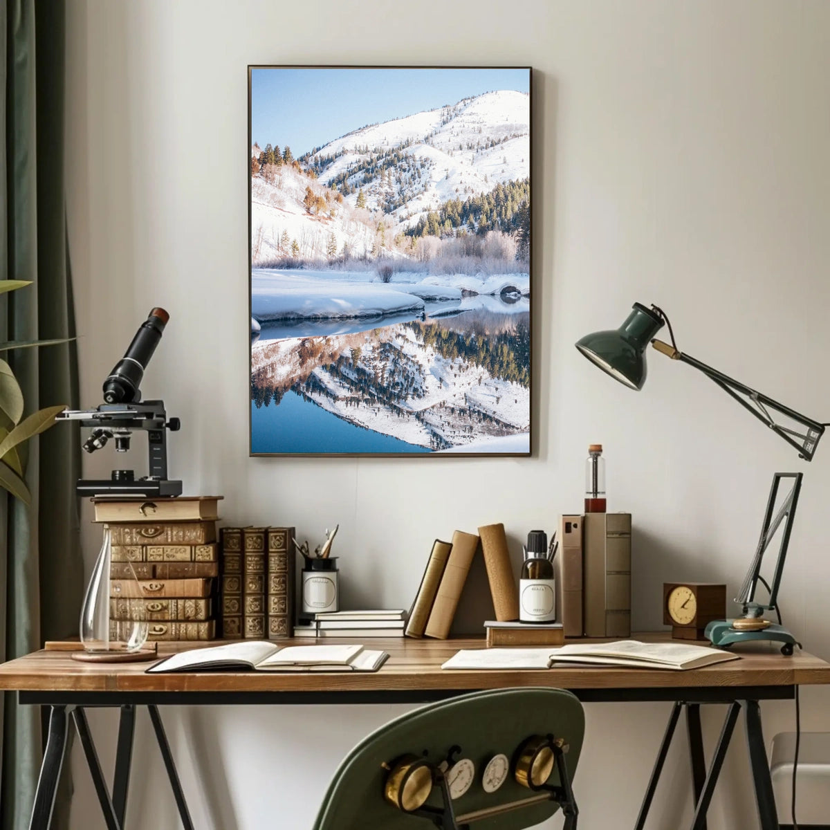 Serene Winter Mountain Reflection National Park Poster