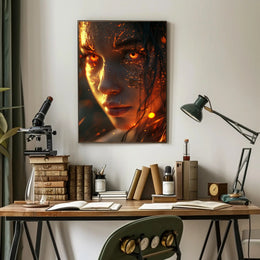 Fiery Surreal Woman Fantasy Art Poster PosterGoat