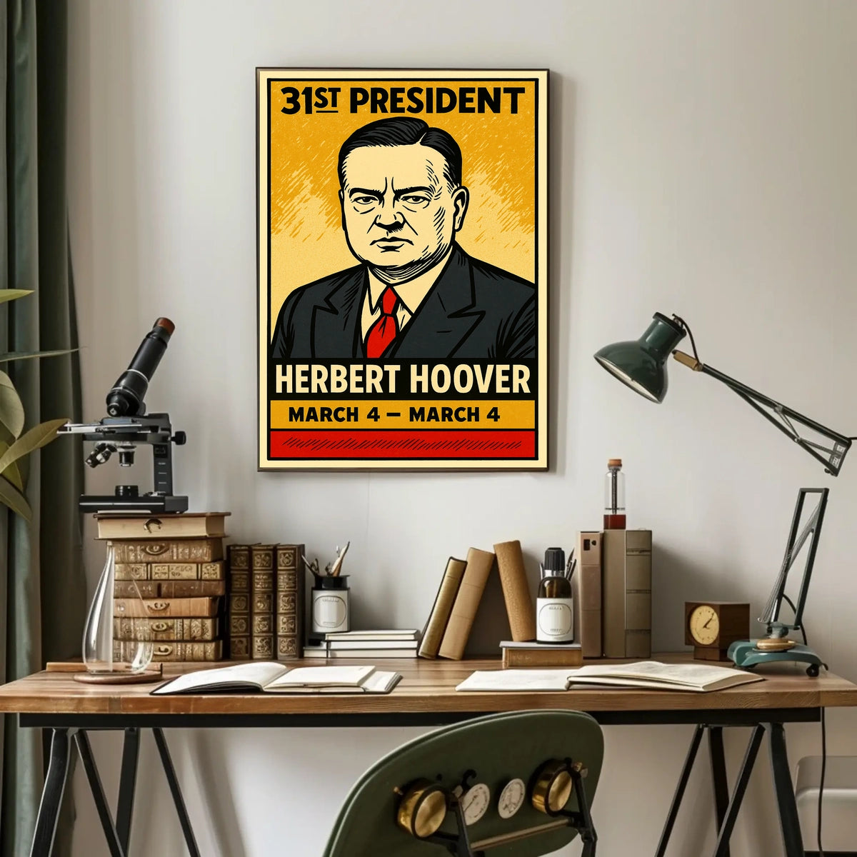 Herbert Hoover 31st President of the United States Inked Comic Style Poster