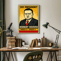 Herbert Hoover 31st President of the United States Inked Comic Style Poster