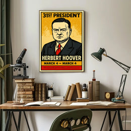 Herbert Hoover 31st President of the United States Inked Comic Style Poster