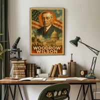 Woodrow Wilson 28th President of the United States Layered Digital Collage Poster