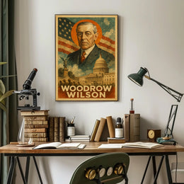 Woodrow Wilson 28th President of the United States Layered Digital Collage Poster