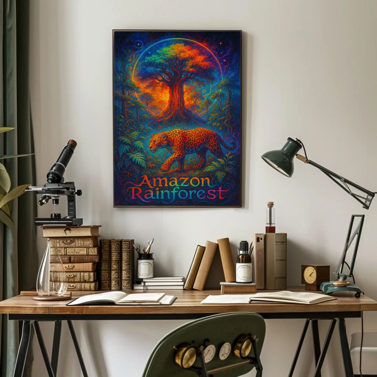 Amazon Rainforest Jaguar: Surreal Jungle Art Poster