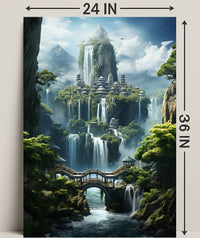Enchanted Waterfall City Poster