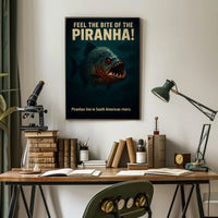 Fierce Piranha Vintage Illustration Animal Poster