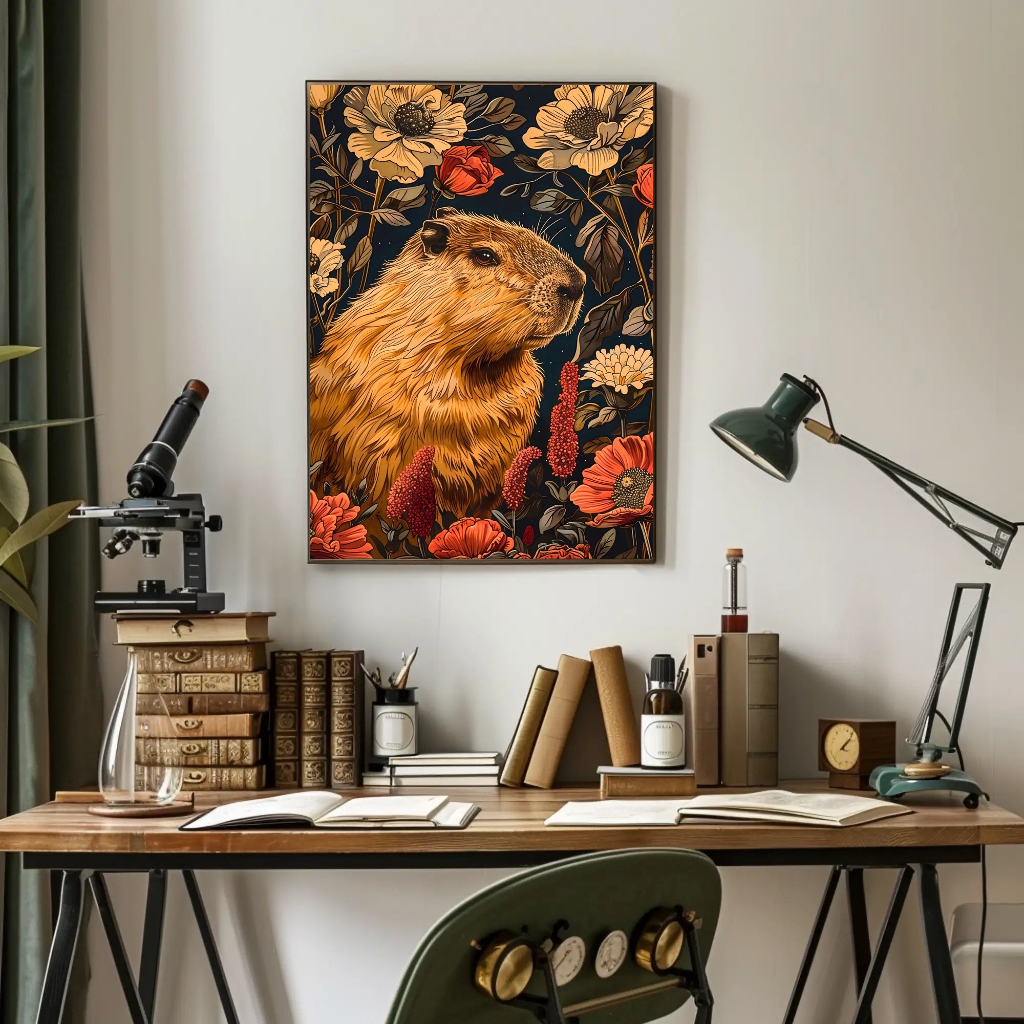 Capybara in Bloom Wall Art Print