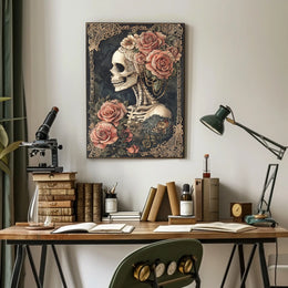 Skull and Roses Floral Elegance Artistic Poster