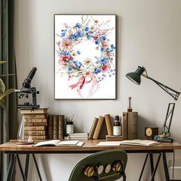 Vibrant Wreath Made Of Wildflowers Wall Decor Poster
