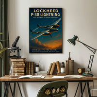 P-38 Lightning Vintage Aviation Poster Print