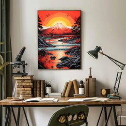 Radiant Mountain Sunset Poster PosterGoat