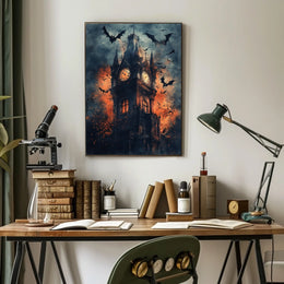 Gothic-Style Clock Tower Art Poster in Eerie Environment - Artistic Poster