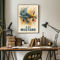 P-51 Mustang WWII Vintage Aviation Art Poster
