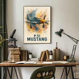 P-51 Mustang WWII Vintage Aviation Art Poster