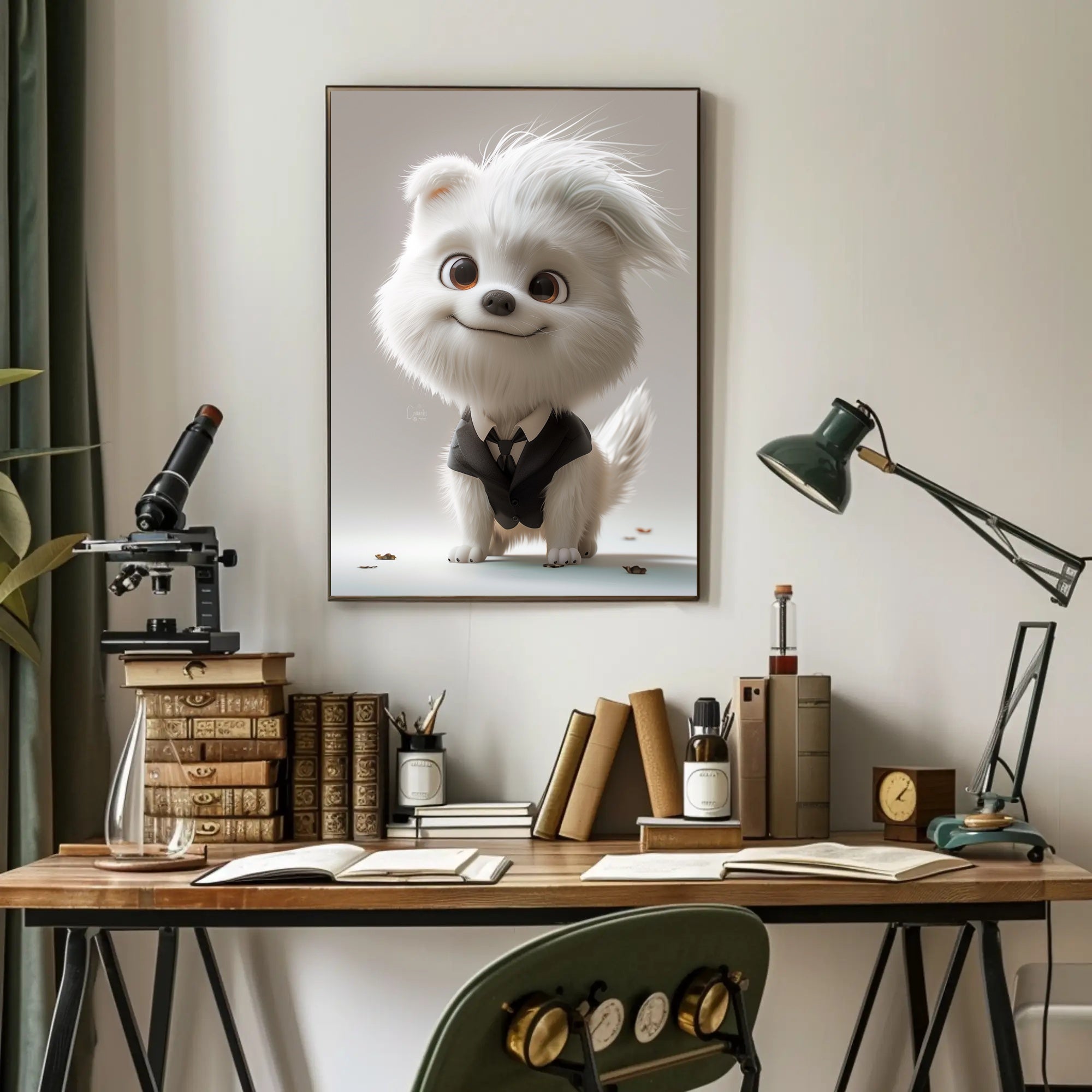 Cute Cartoon Dog in Suit Animal Poster PosterGoat