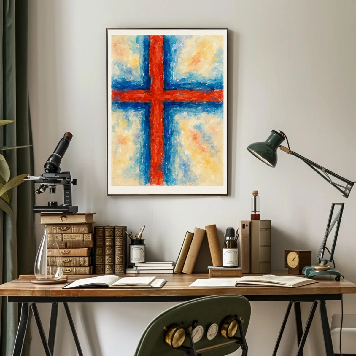 Abstract Cross In Watercolor Abstract Poster