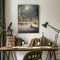 Winter Village Scene Poster
