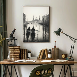 Venice Gondolas Monochrome Scene Urban or Cityscape Poster
