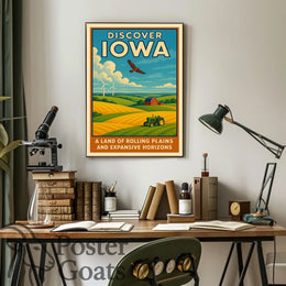 Discover Iowa's Tranquil Beauty: Vintage Travel Poster