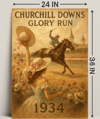 Horse Racing at Churchill Downs: Vintage Sports Poster