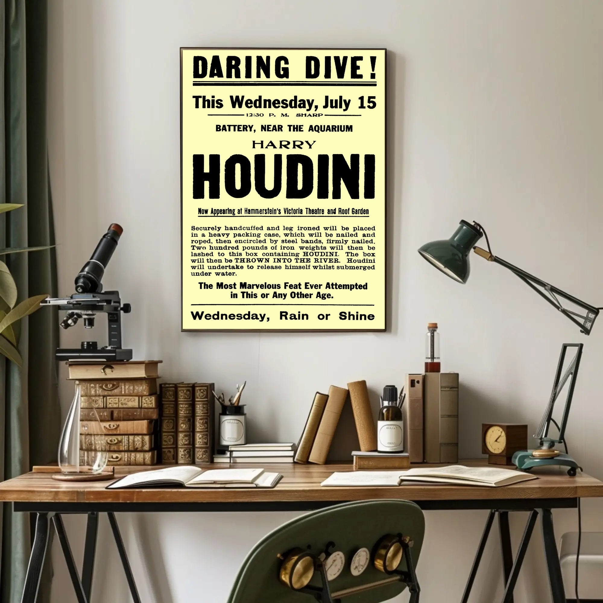 Houdini Daring Dive Early 1900s Historical Poster