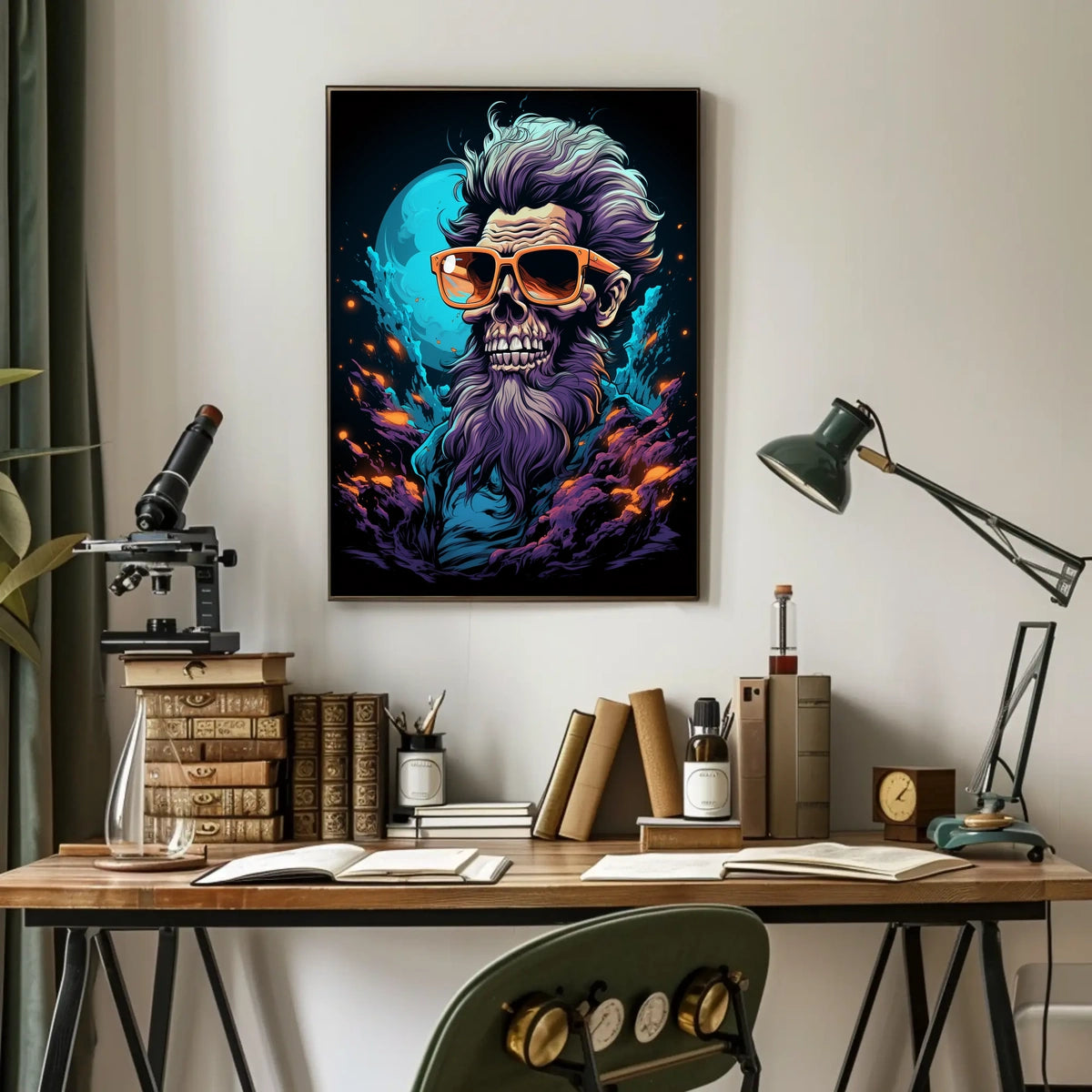 Skeleton with Purple Beard Fantasy Poster