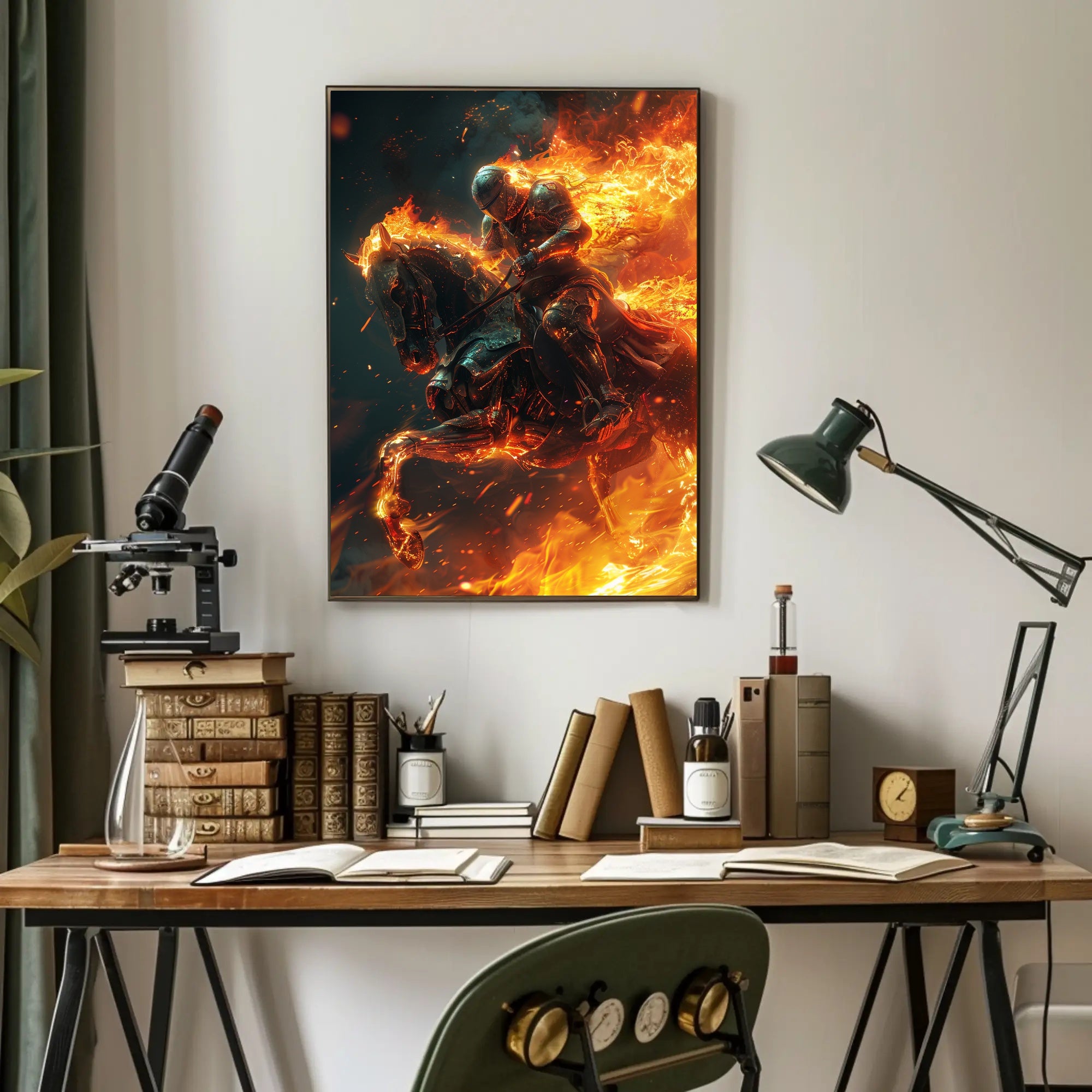 Fiery Knight in Battle: Epic Fantasy or Mythology Poster PosterGoat