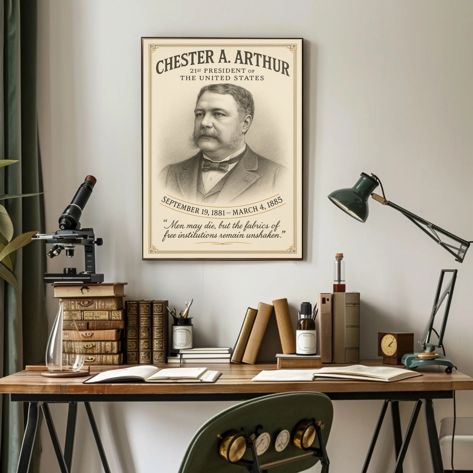 Chester A Arthur 21st President Sketch Poster Art Print PosterGoat
