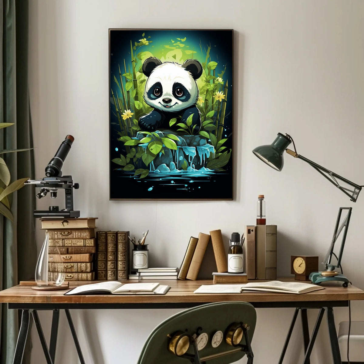 Adorable Panda in Lush Bamboo Forest Poster