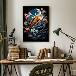 Koi Fish Moonlit Harmony Art Poster