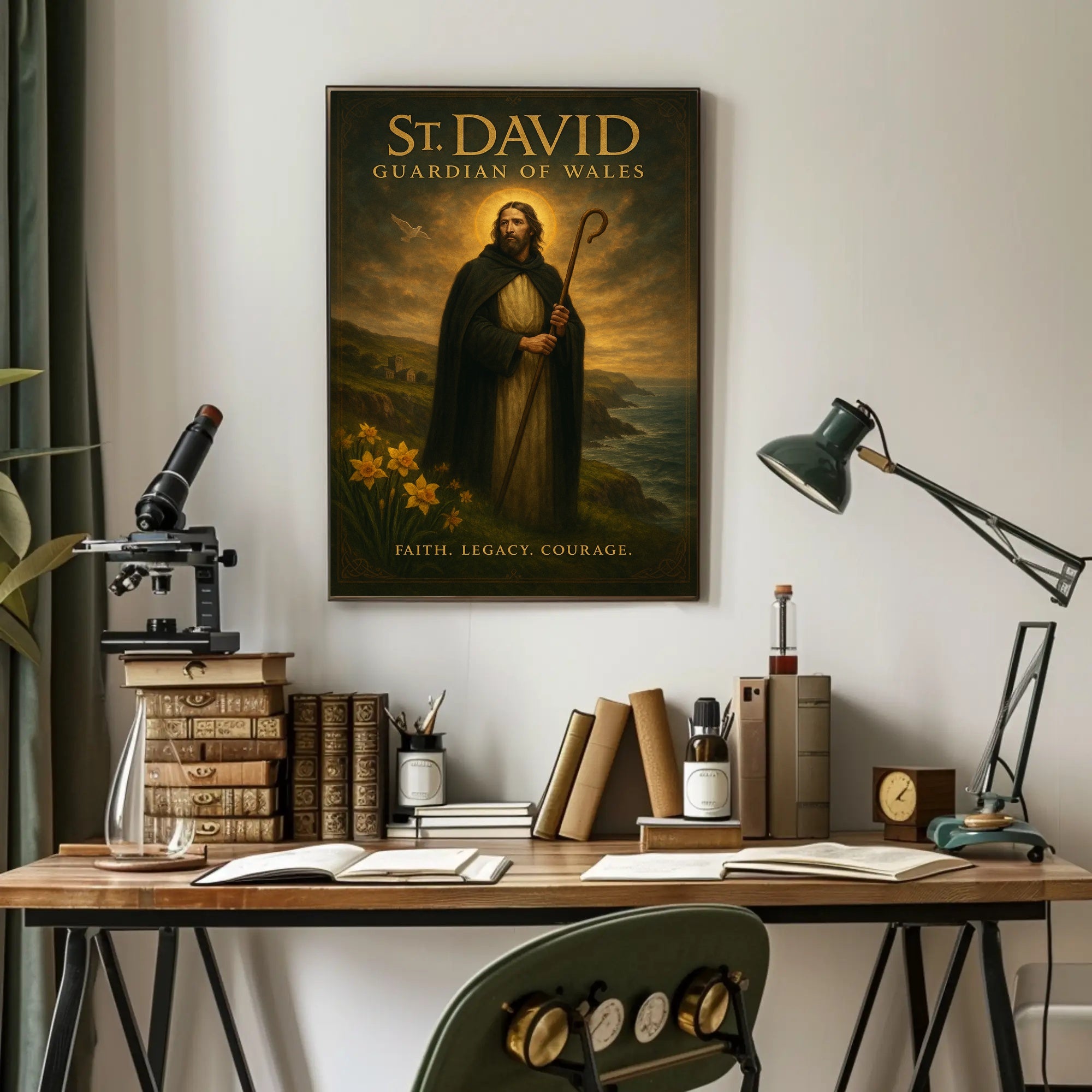 St David Poster Vintage Welsh Guardian Wall Art