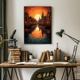 Dreamscape Canal At Sunset Poster