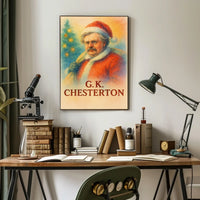 Santa Meets Literature: A Whimsical Cultural Heritage Poster