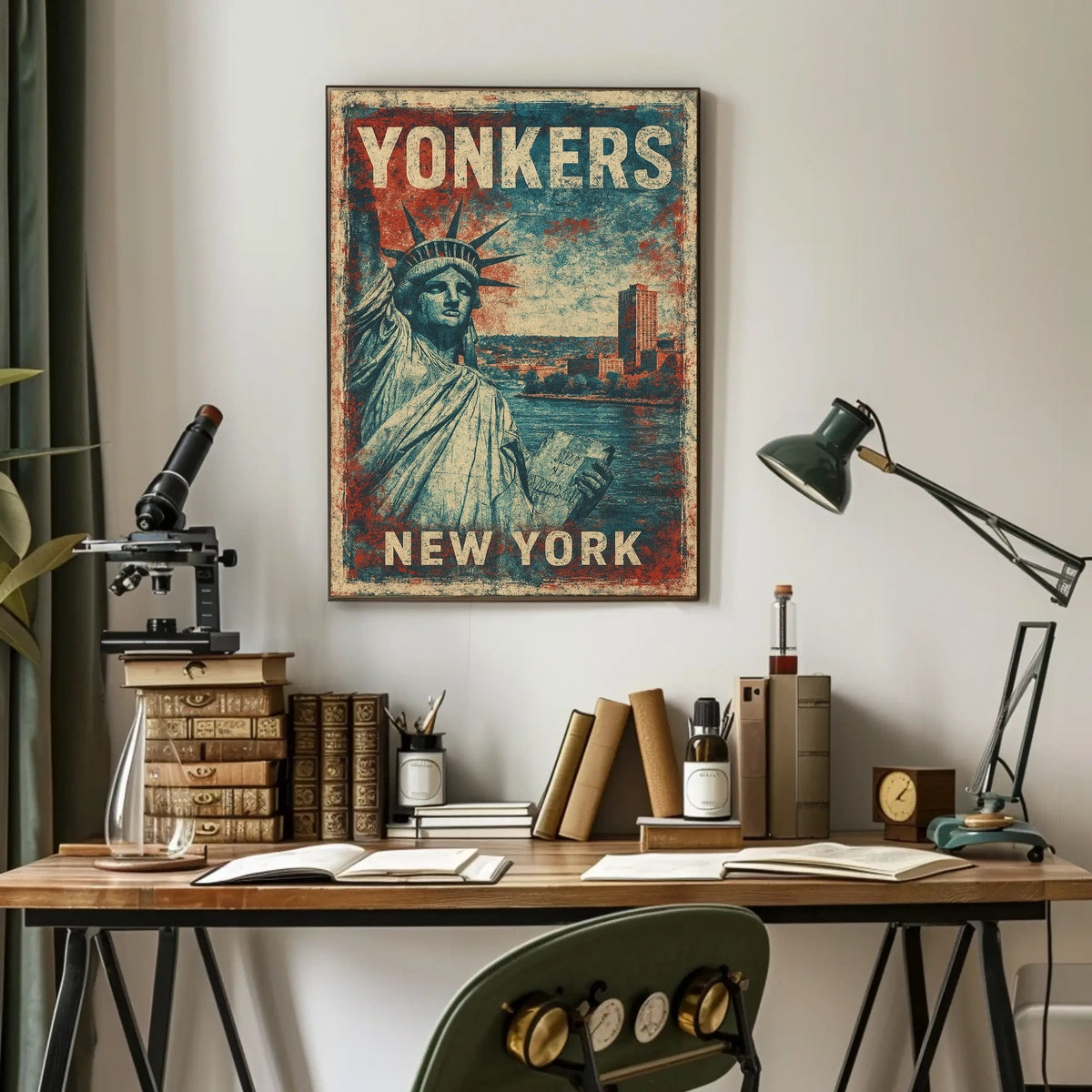 Yonkers Vintage Heritage Art Deco Cityscape Poster