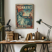 Yonkers Vintage Heritage Art Deco Cityscape Poster