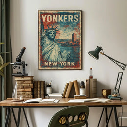 Yonkers Vintage Heritage Art Deco Cityscape Poster