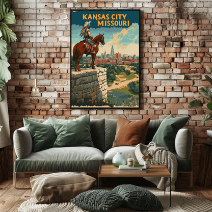 Kansas City Skyline Vintage Travel Poster