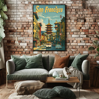 Vintage Travel Poster - San Francisco Chinatown