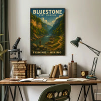 Bluestone Adventure Vintage Scenic Wanderlust Travel Poster