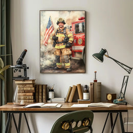smiling firefighter Poster