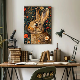 Whimsical Rabbit Floral Wonderland Poster