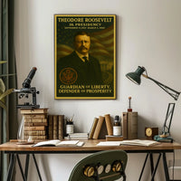 Theodore Roosevelt American Flag Artistic Historical Presidential Poster