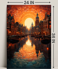 Dreamscape Canal At Sunset Poster