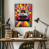 Vibrant Mini Cooper Pop Art Psychedelic Style Artistic Poster