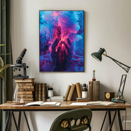 Mystical Hands in Neon Smoke Poster PosterGoat
