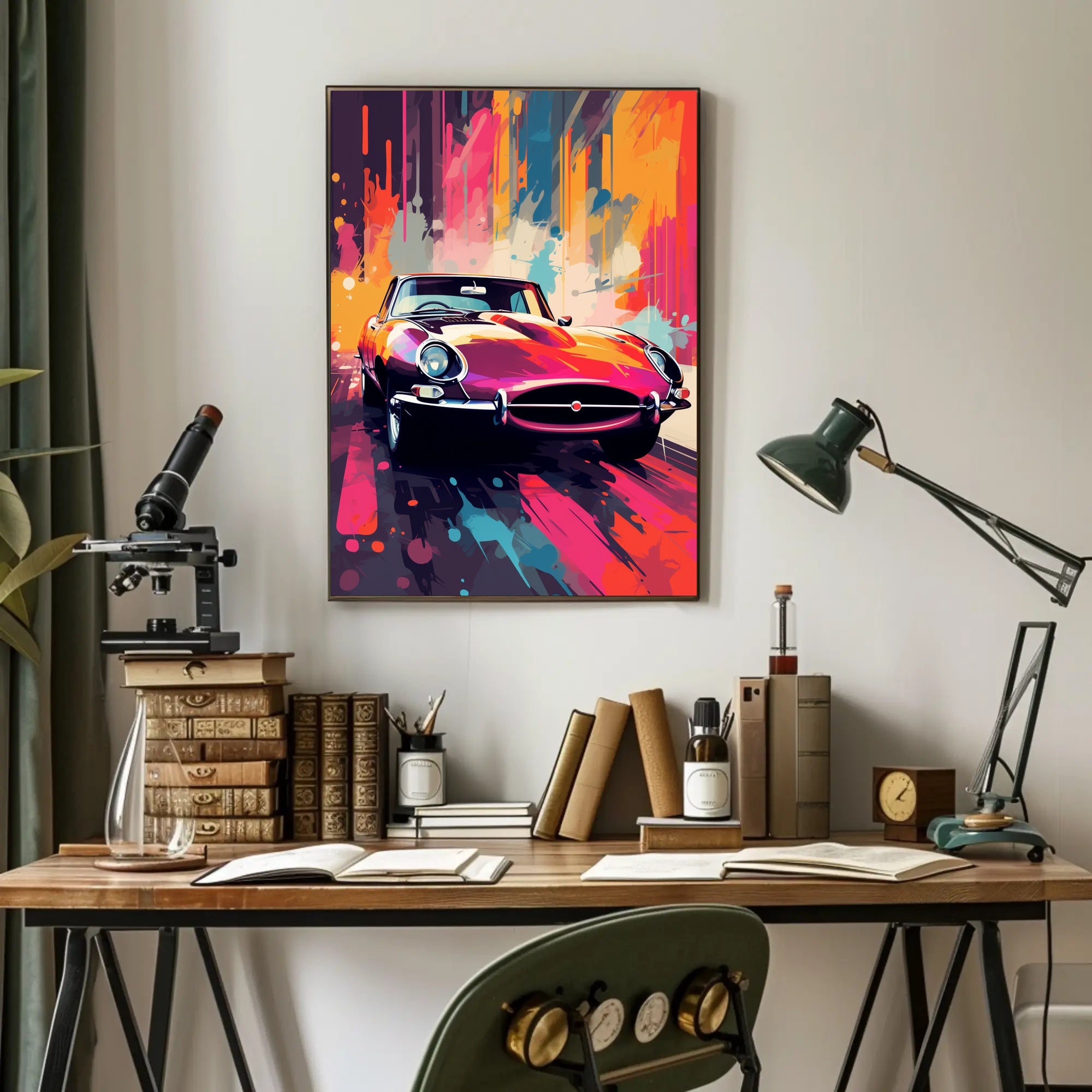 Vibrant Classic Car Art Poster
