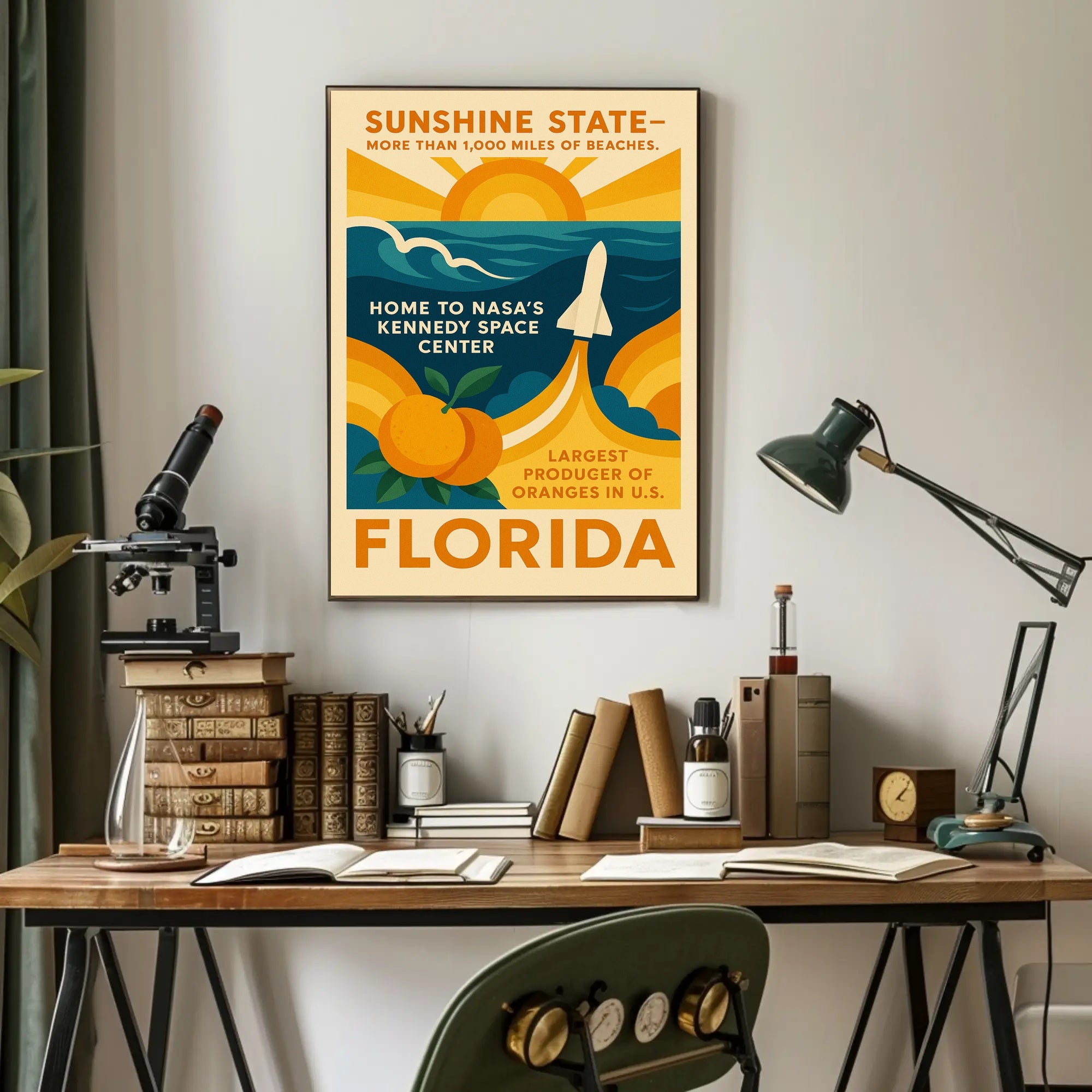 Florida's Vibrant Tribute: Retro Travel Poster