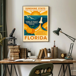 Florida's Vibrant Tribute: Retro Travel Poster