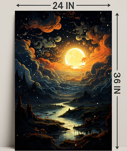 Enchanted Moonlit Landscape Poster